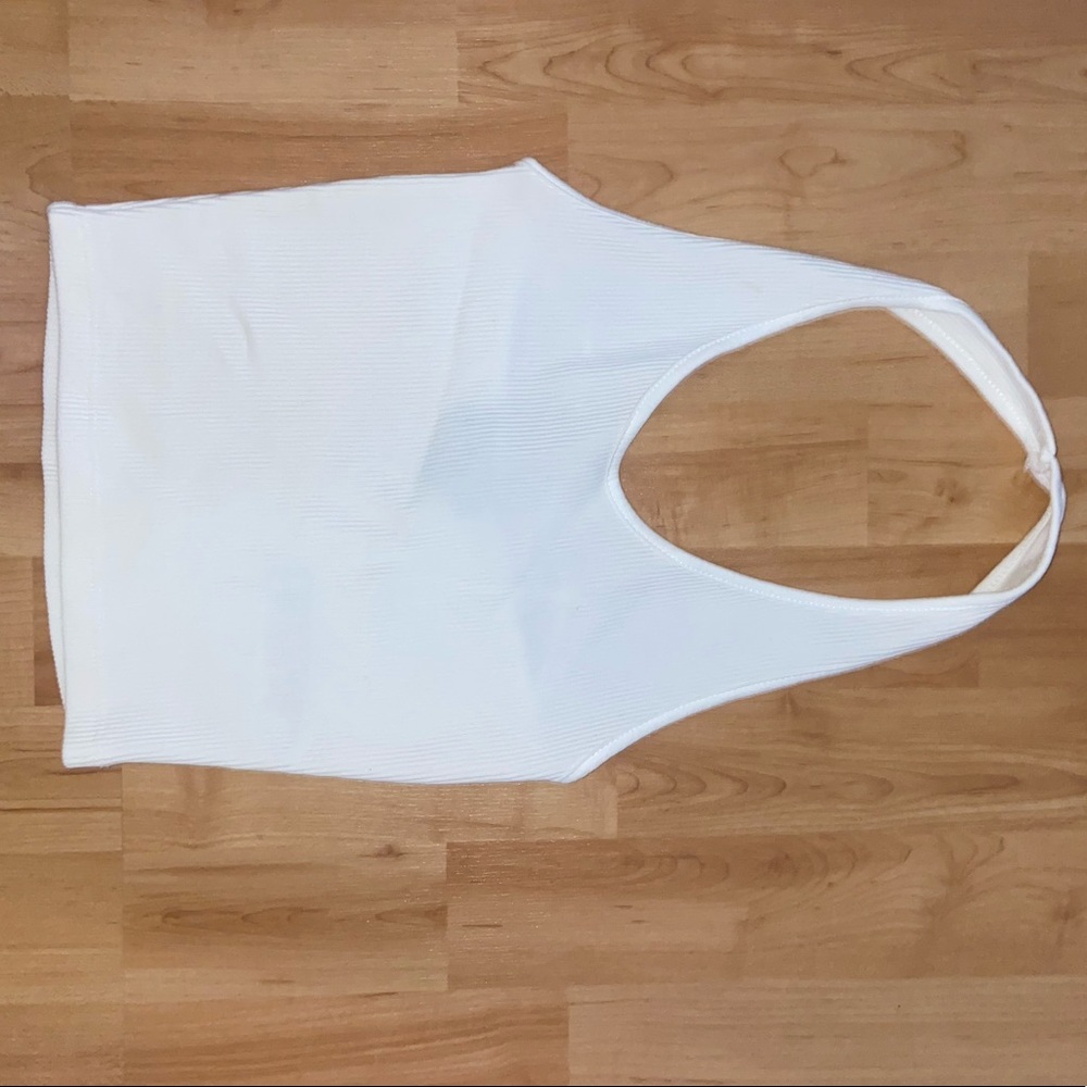 White halter crop top